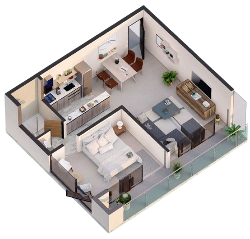 Render 3D de una unidad